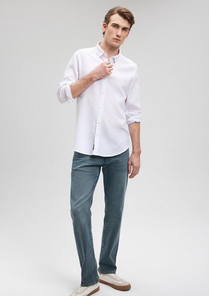 MAVİ ERKEK UZUN KOL GÖMLEK  Kırık Beyaz 020579-25705 BEYAZ - S