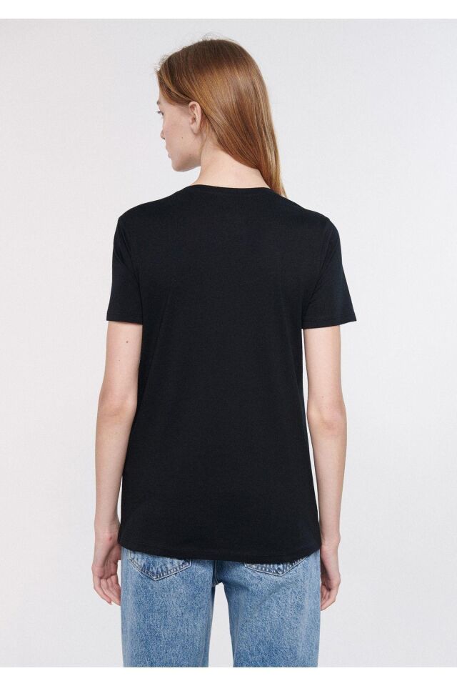 MAVİ KADIN KEDİ BASKILI TIŞORT Siyah 1611292-900