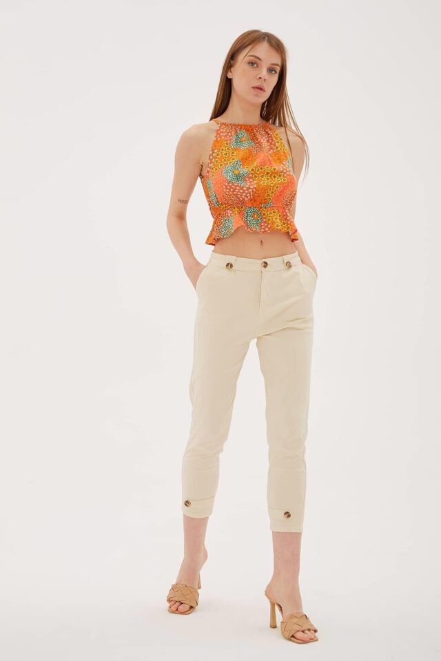 FASHION FRIENDS KADIN PAÇASI DÜĞME DETAYLI PANTOLON 25Y0312K1