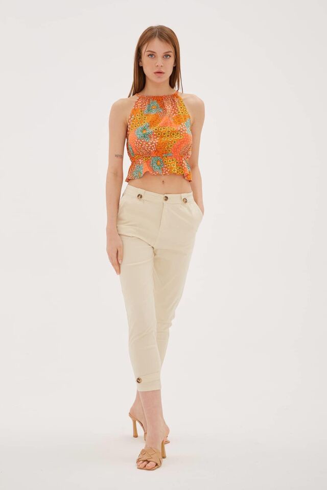 FASHION FRIENDS KADIN PAÇASI DÜĞME DETAYLI PANTOLON 25Y0312K1