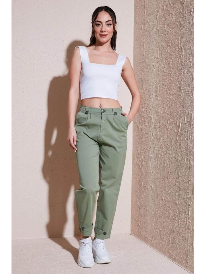 FASHION FRIENDS KADIN PAÇASI DÜĞME DETAYLI PANTOLON 25Y0312K1