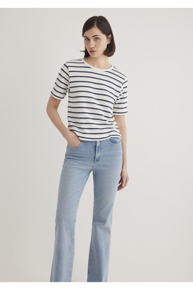 MAVİ KADIN BİSİKLET YAKA PENYE Navy Blazer Stripe 1612126-86625