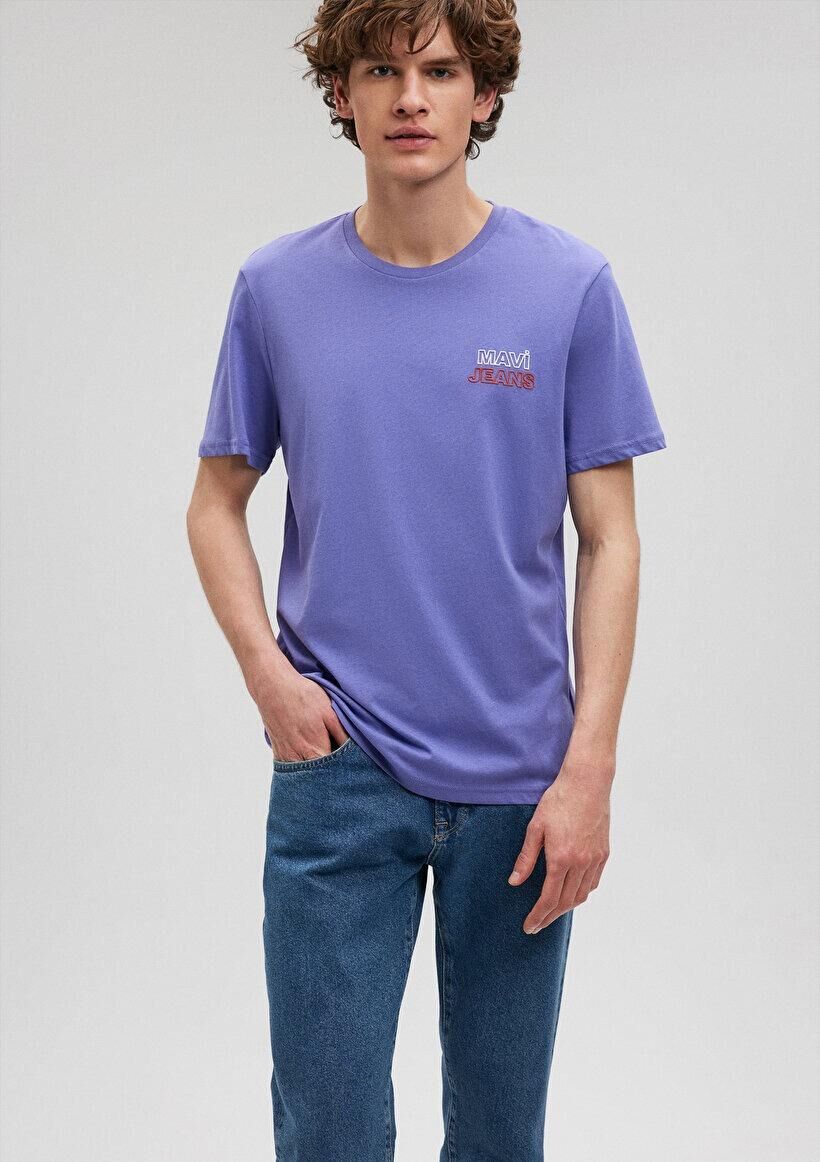 MAVİ ERKEK MAVİ BASKILI TİŞÖRT   Koyu Eflatun 066841-34637