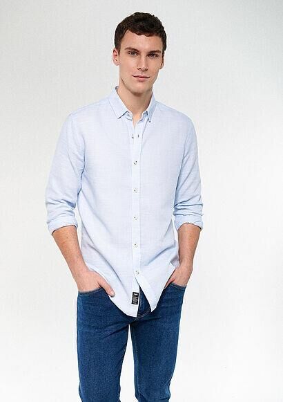 MAVİ ERKEK UZUN KOL GÖMLEK  Puslu Mavi 020579-70871 MAVİ - XL