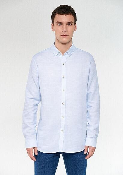 MAVİ ERKEK UZUN KOL GÖMLEK  Puslu Mavi 020579-70871 MAVİ - XL