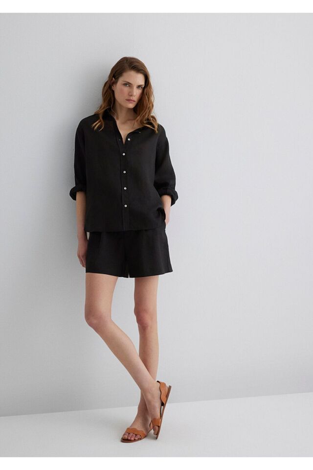 MAVİ KADIN UZUN KOLLU GÖMLEK Siyah 1210747-900