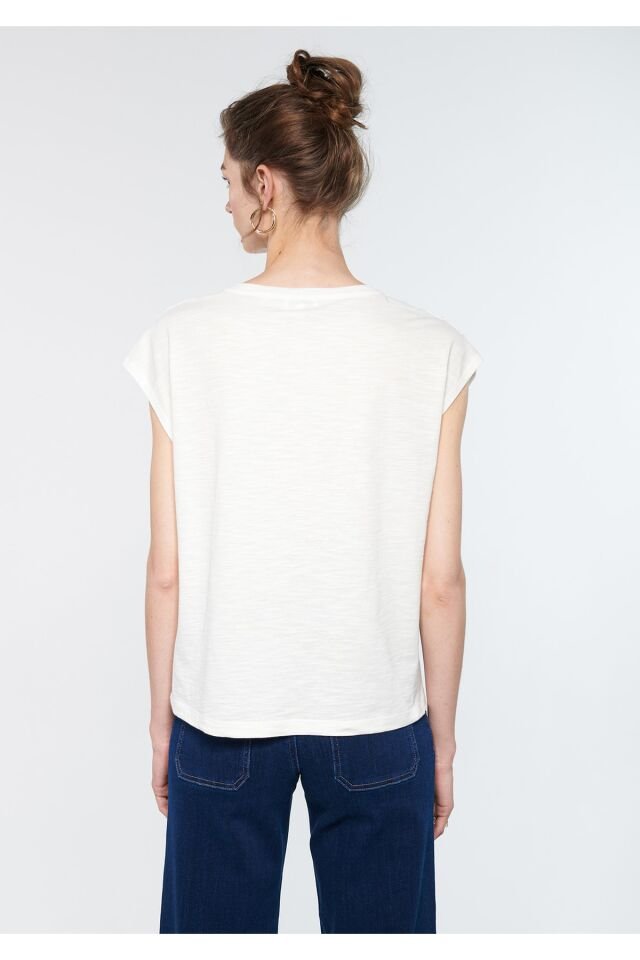 MAVİ KADIN BİSİKLET YAKA BLUZ Kırık Beyaz 1611455-70057 BEYAZ - L