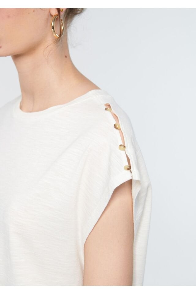 MAVİ KADIN BİSİKLET YAKA BLUZ Kırık Beyaz 1611455-70057 BEYAZ - L