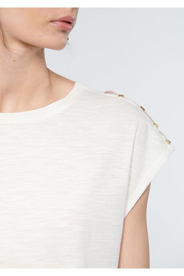 MAVİ KADIN BİSİKLET YAKA BLUZ Kırık Beyaz 1611455-70057 BEYAZ - L