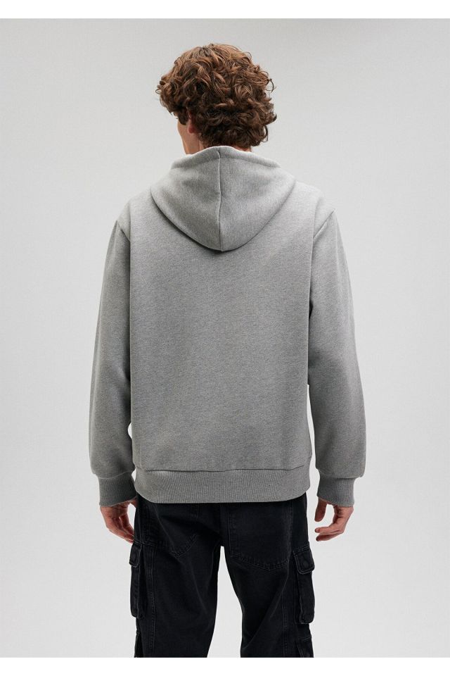 MAVİ ERKEK FERMUARLI SWEATSHIRT Gri Melanj 066979-34686