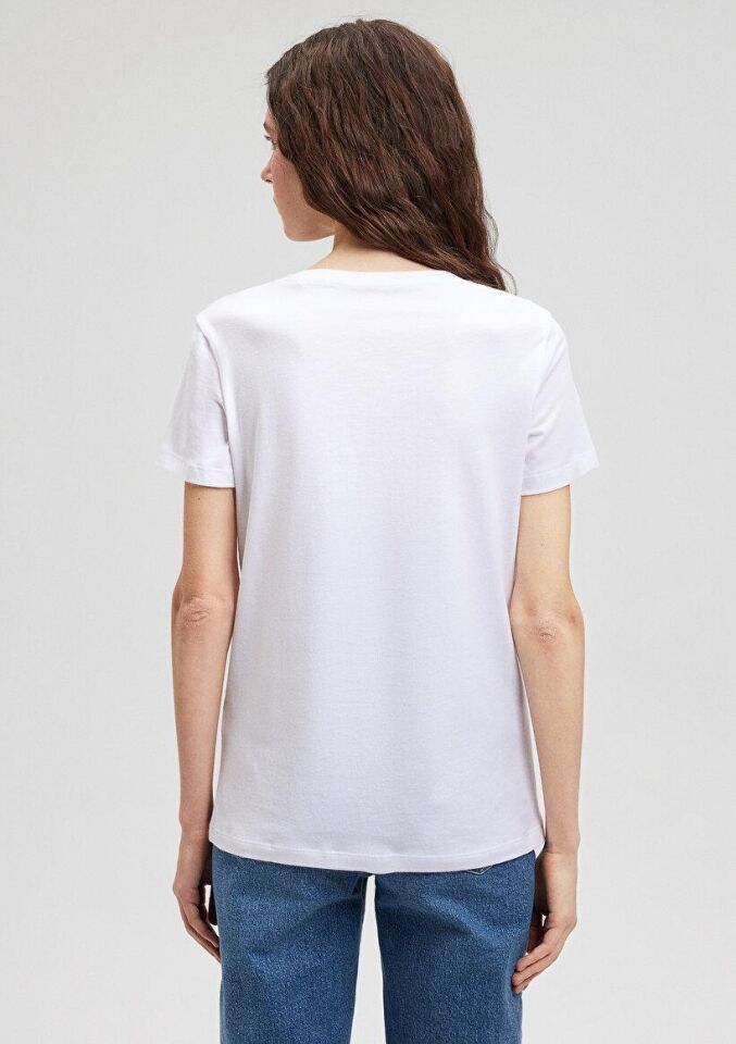 MAVİ KADIN KEDİ BASKILI TİŞÖRT Beyaz 1612390-620