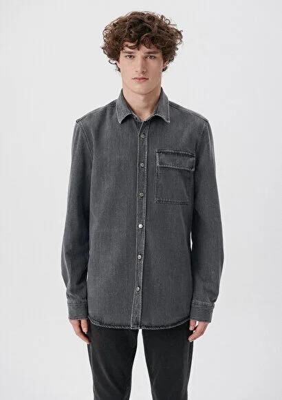 MAVİ ERKEK CEPLİ GÖMLEK Siyah 0210971-900