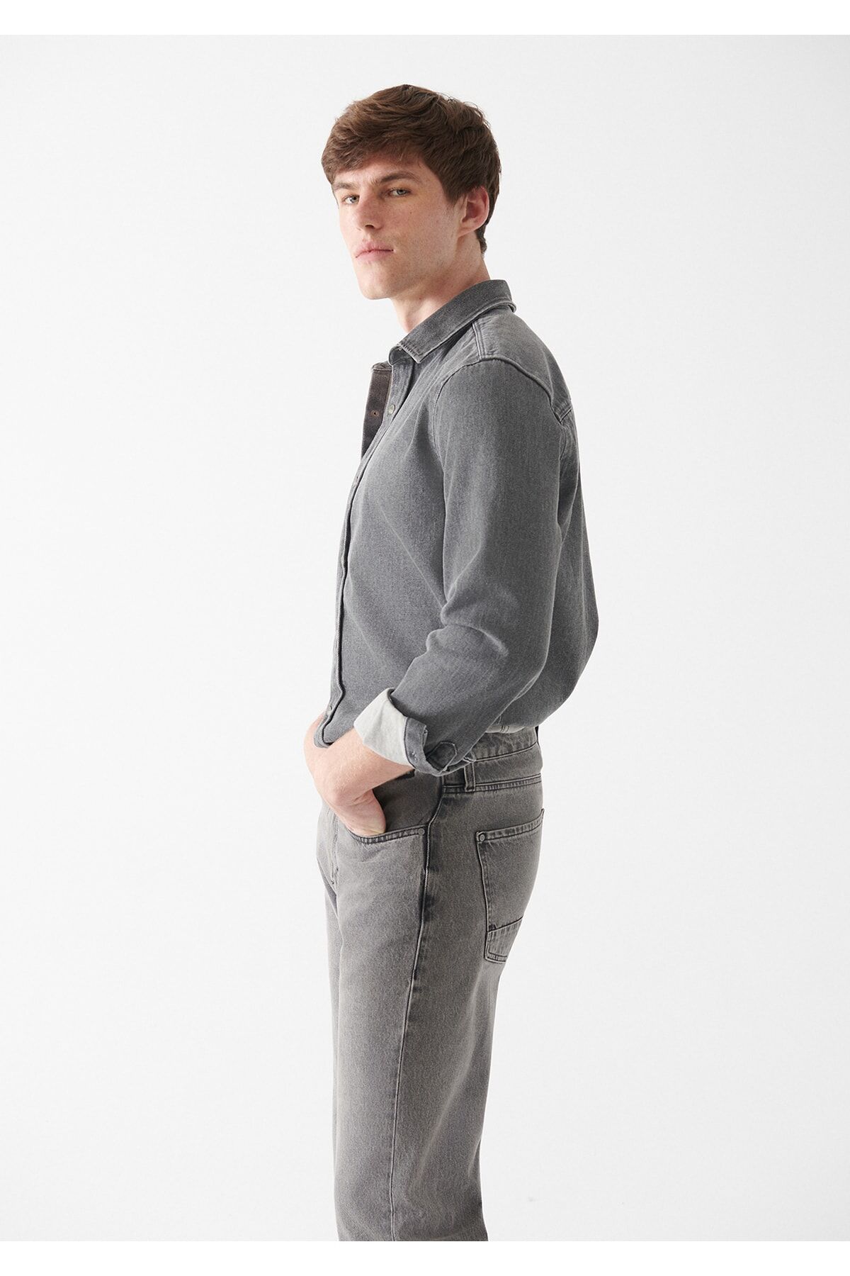 MAVİ ERKEK UZUN KOLLU GÖMLEK Orta Gri 0210016-80952