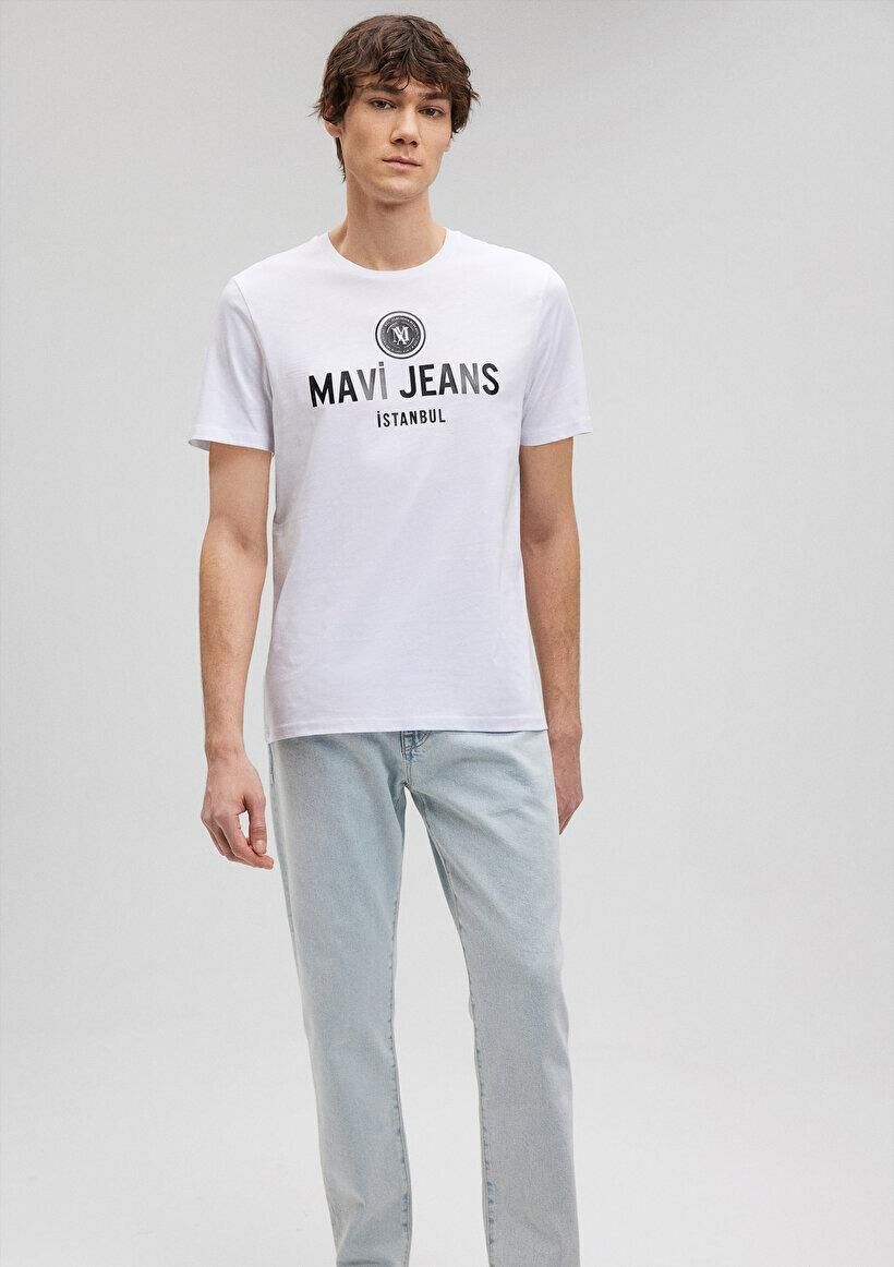 MAVİ ERKEK MAVİ JEANS BASKILI TİŞÖRT Beyaz 066195-620