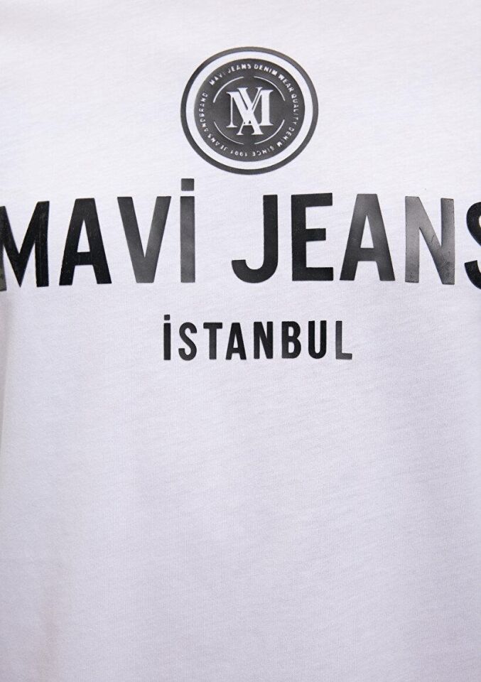 MAVİ ERKEK MAVİ JEANS BASKILI TİŞÖRT Beyaz 066195-620