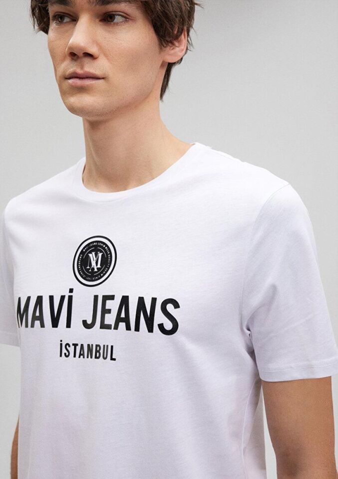 MAVİ ERKEK MAVİ JEANS BASKILI TİŞÖRT Beyaz 066195-620 BEYAZ - XXL