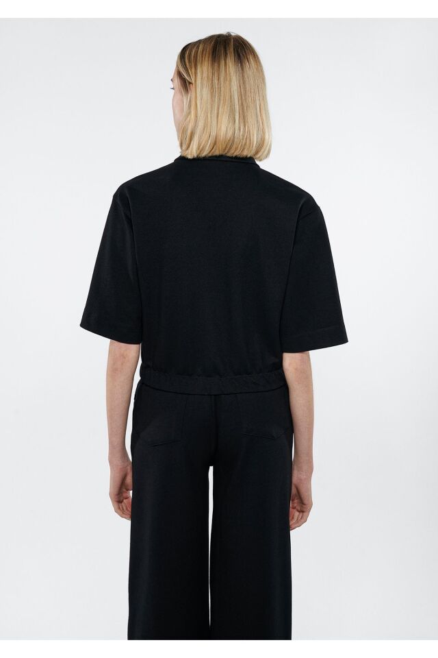 MAVİ KADIN POLO YAKA  ÖRME BLUZ Siyah 1611473-900 SİYAH - XS