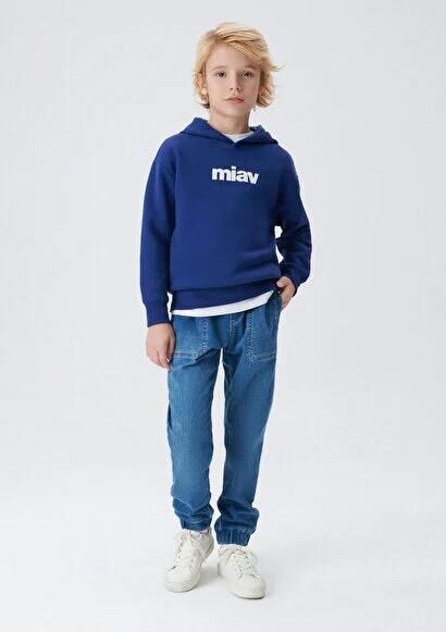 MAVİ ÇOCUK MIAV BASKILI KAPÜŞONLU SWEATSHIRT Koyu S 6S10028-70722