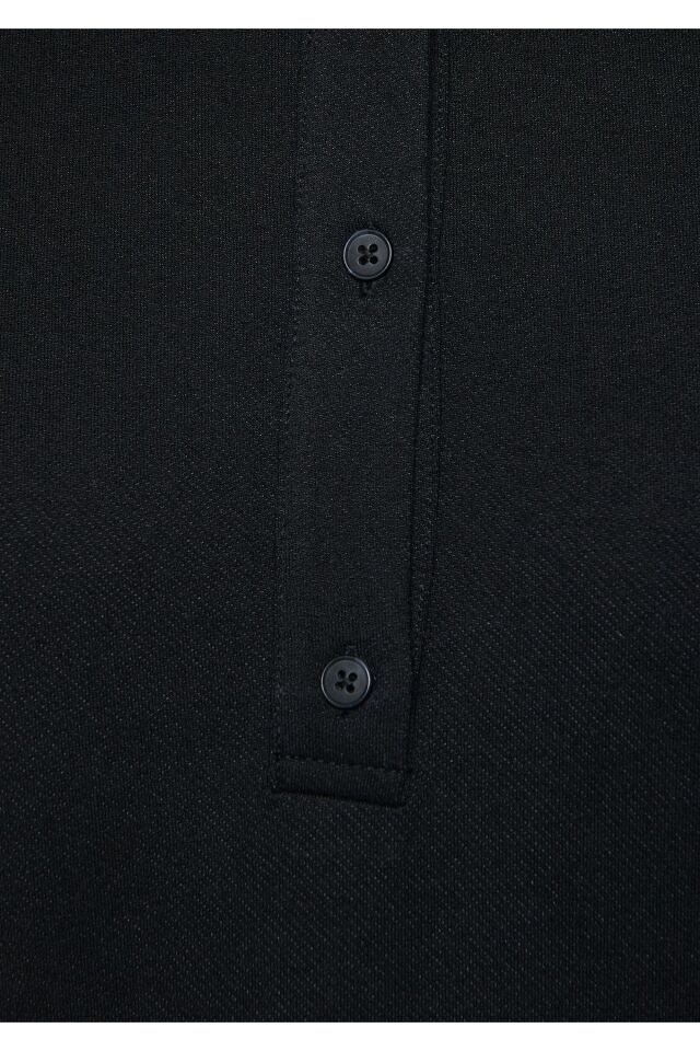 MAVİ KADIN POLO YAKA  ÖRME BLUZ Siyah 1611473-900 SİYAH - L