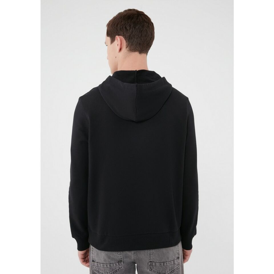 MAVİ ERKEK LOGO KAPÜŞONLU SWEATSHIRT  Siyah
