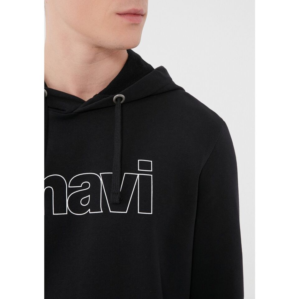 MAVİ ERKEK LOGO KAPÜŞONLU SWEATSHIRT  Siyah