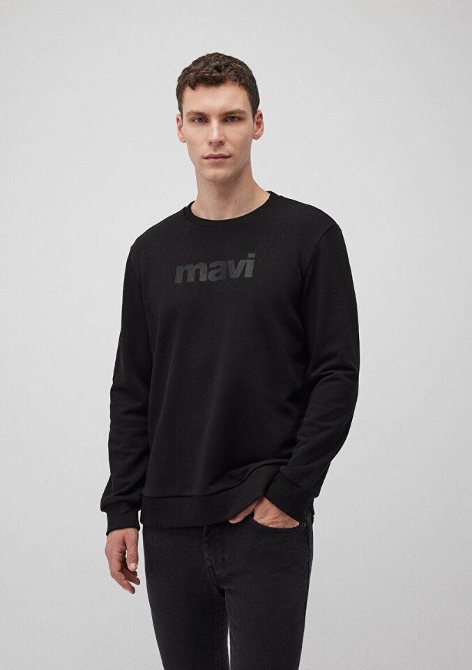 MAVİ ERKEK MAVİ BASKILI SWEATSHIRT Siyah 066303-900