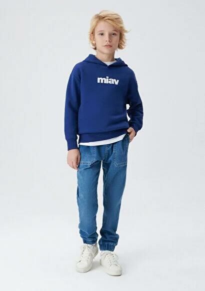 MAVİ ÇOCUK MIAV BASKILI KAPÜŞONLU SWEATSHIRT Koyu S 6S10028-70722 MAVİ - 11-12