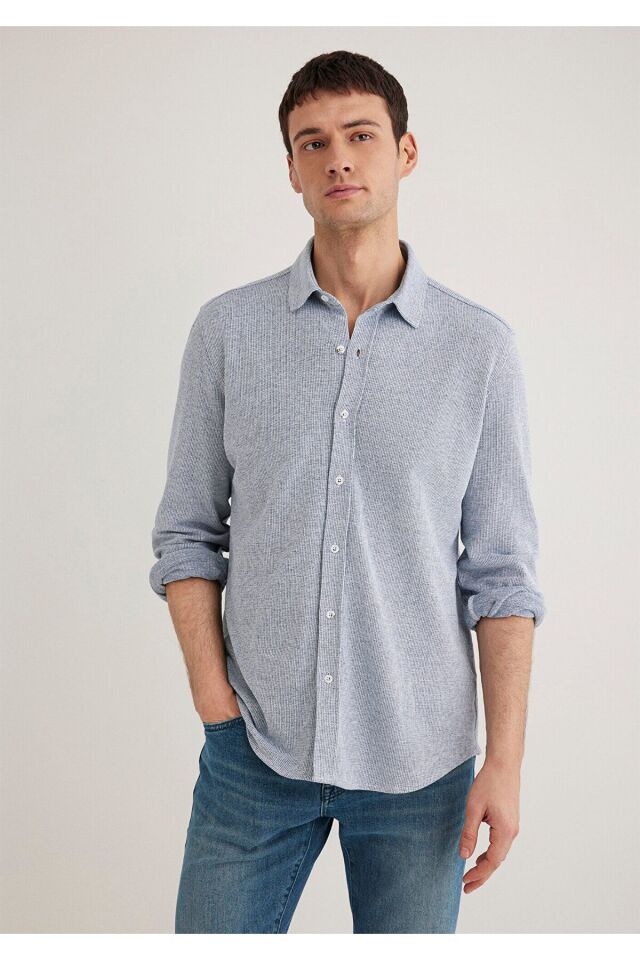 MAVİ ERKEK UZUN KOL GÖMLEK Petrol Mavi 0211524-70764