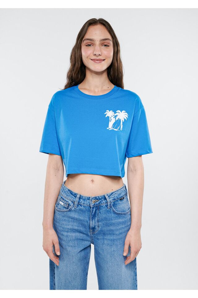 MAVİ KADIN ALOHA CROP Çan Çiçeği Mavisi 1611500-70876 MAVİ - M