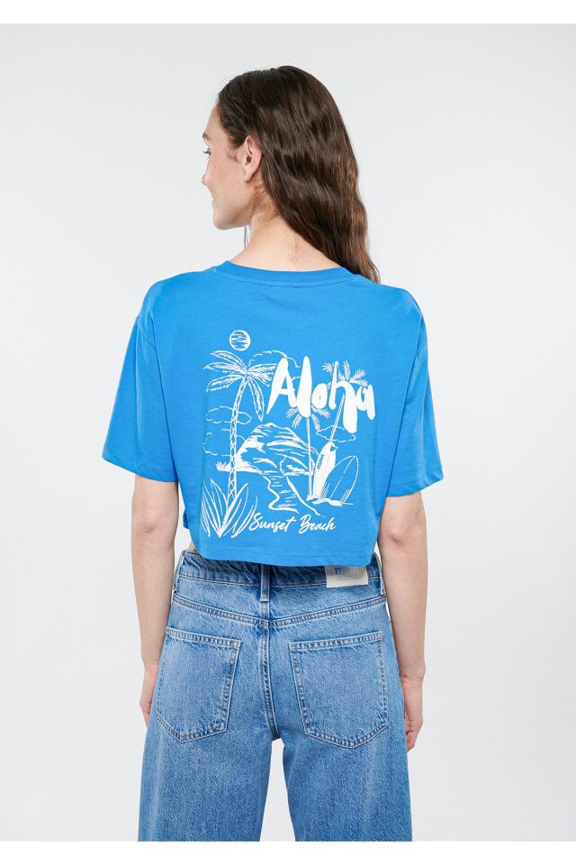 MAVİ KADIN ALOHA CROP Çan Çiçeği Mavisi 1611500-70876 MAVİ - M