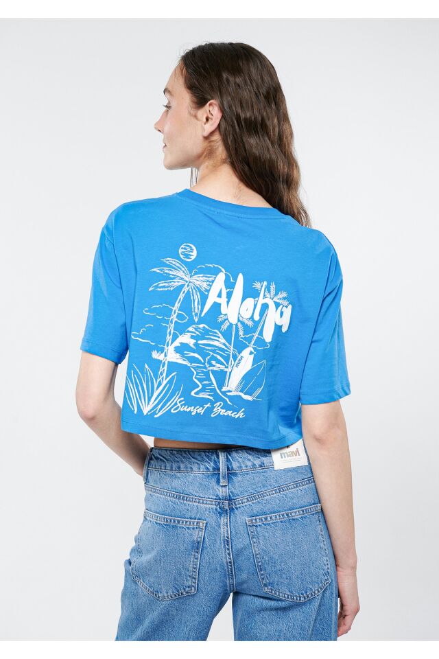 MAVİ KADIN ALOHA CROP Çan Çiçeği Mavisi 1611500-70876 MAVİ - M