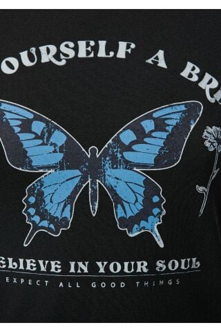 MAVİ KADIN GIVE YOURSELF A BREAK BASKILI GRAFİK TİŞ 1611695-900