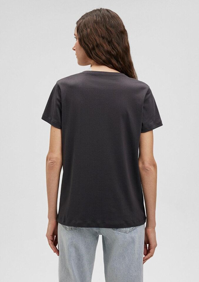 MAVİ KADIN KELEBEK BASKILI TİŞÖRT Kömür 1612407-70087 ANTRASİT - S