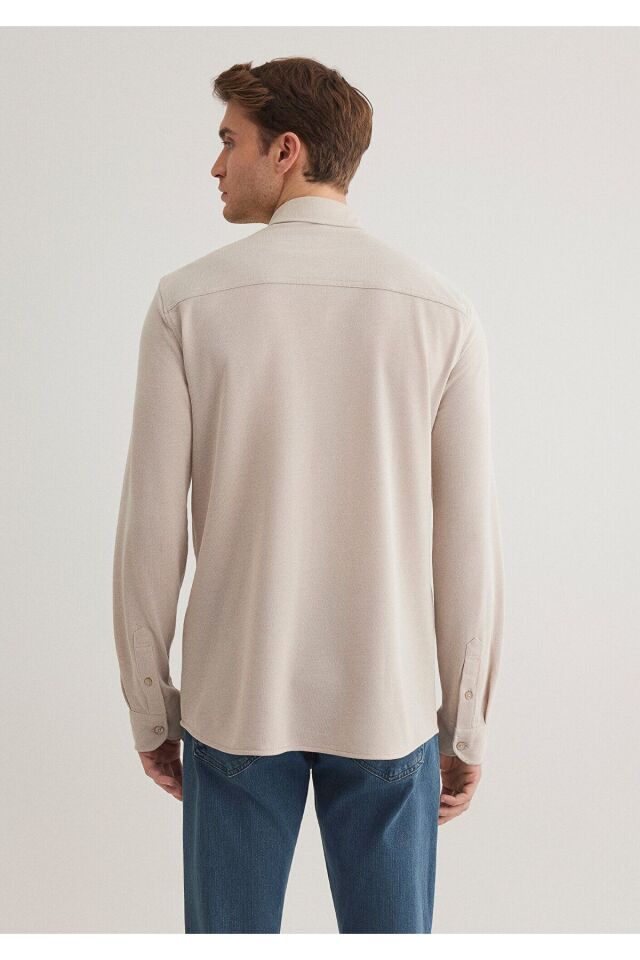 MAVİ ERKEK UZUN KOL GÖMLEK  Soluk Toz Beji 0210294-70145