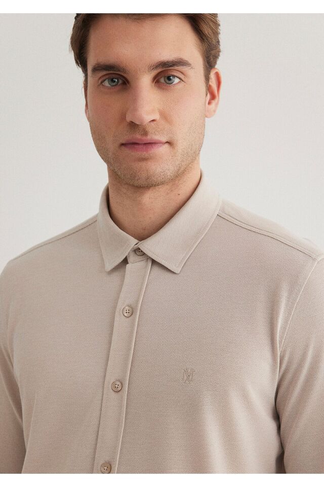 MAVİ ERKEK UZUN KOL GÖMLEK  Soluk Toz Beji 0210294-70145