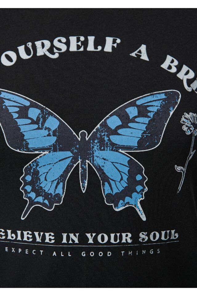 MAVİ KADIN GIVE YOURSELF A BREAK BASKILI GRAFİK TİŞ 1611695-900 SİYAH - S