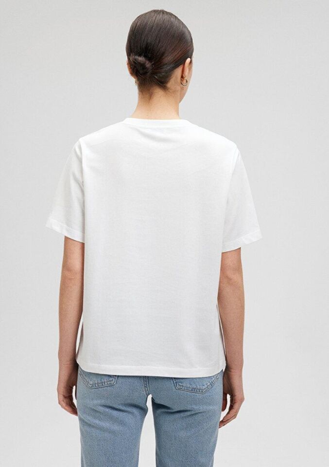 MAVİ KADIN GRAFİK BASKILI TİŞÖRT Kırık Beyaz 1612529-70057