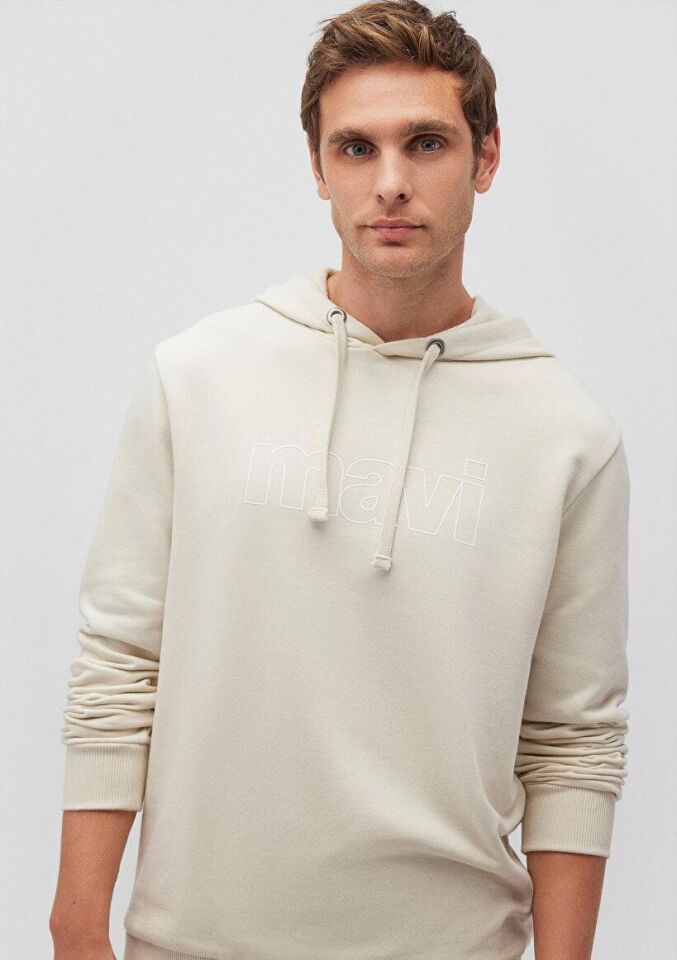 MAVİ ERKEK LOGO KAPÜŞONLU SWEATSHIRT  Kum Beji 065606-70134