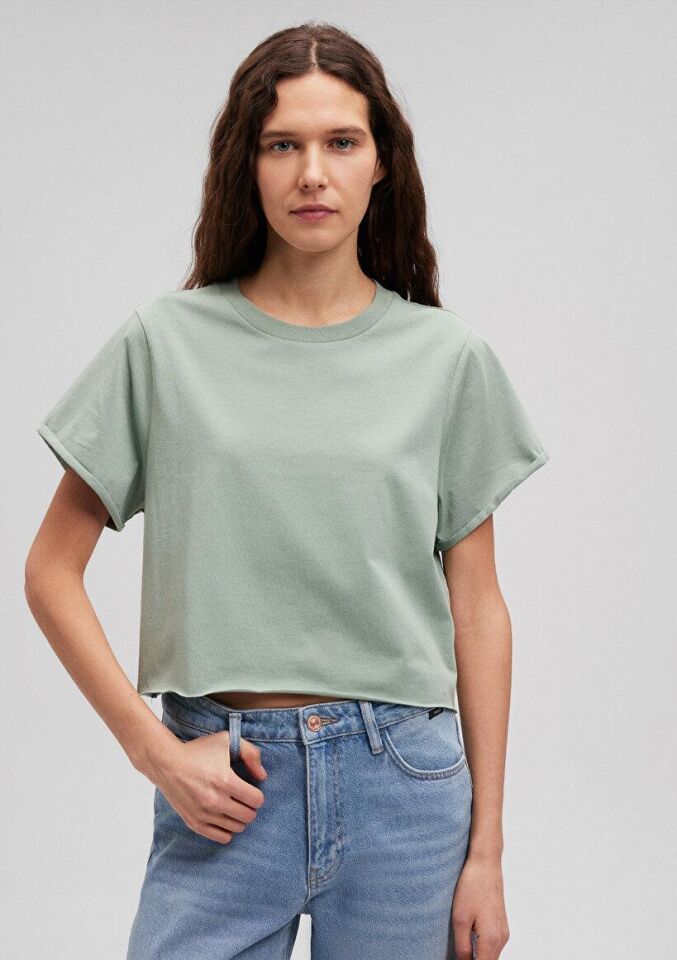 MAVİ KADIN YUVARLAK YAKA KISA KOL PENYE Buz Yeşili 168220-71477