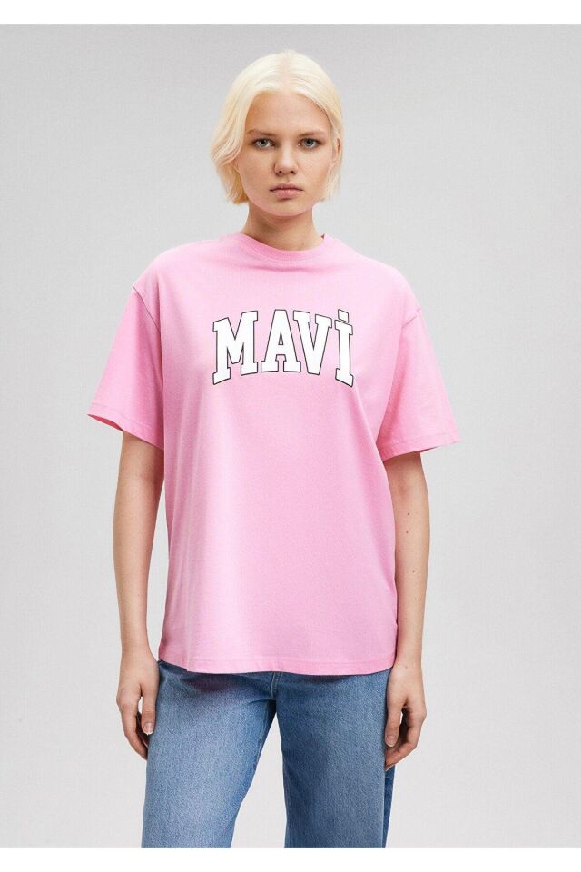 MAVİ KADIN MAVİ BASKILI TİŞÖRT Tatlı Pembe 1600843-71033