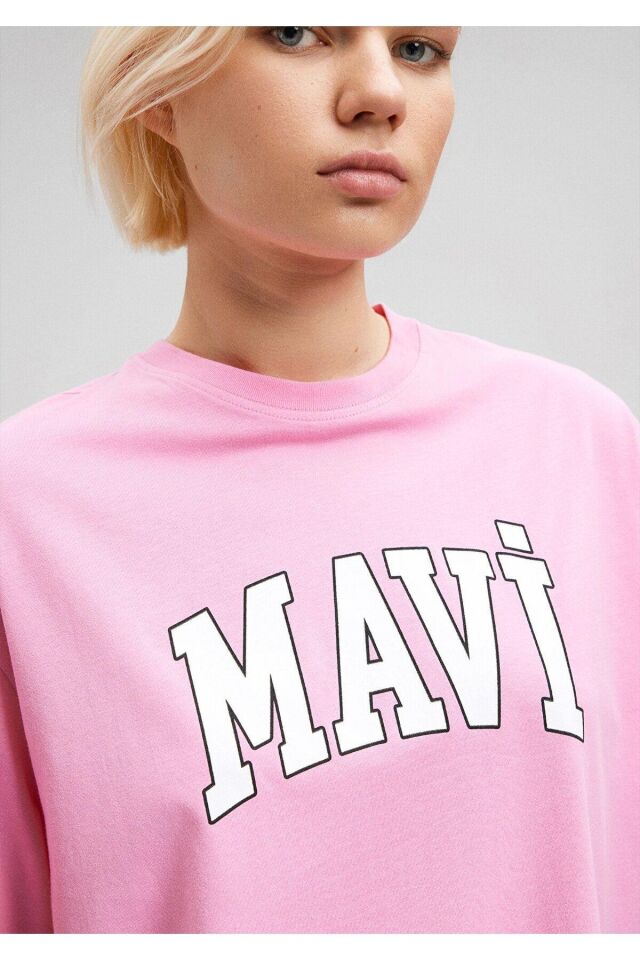 MAVİ KADIN MAVİ BASKILI TİŞÖRT Tatlı Pembe 1600843-71033