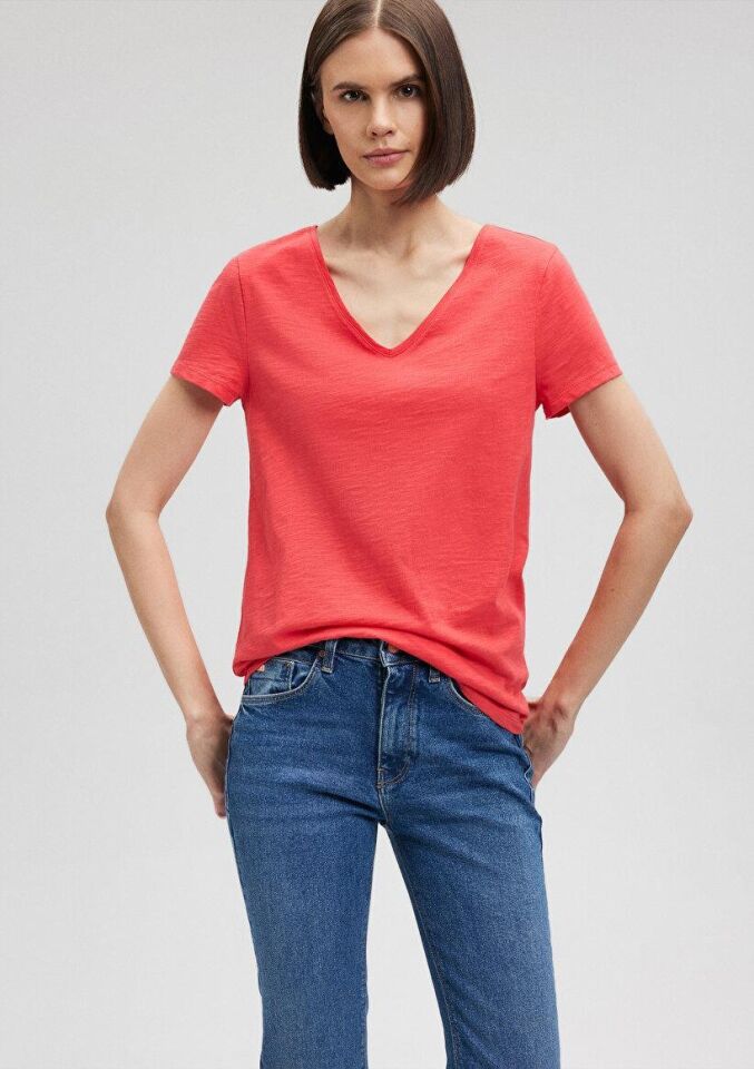 MAVİ KADIN BASIC V YAKA PENYE Nar Çiçeği 168260-71083