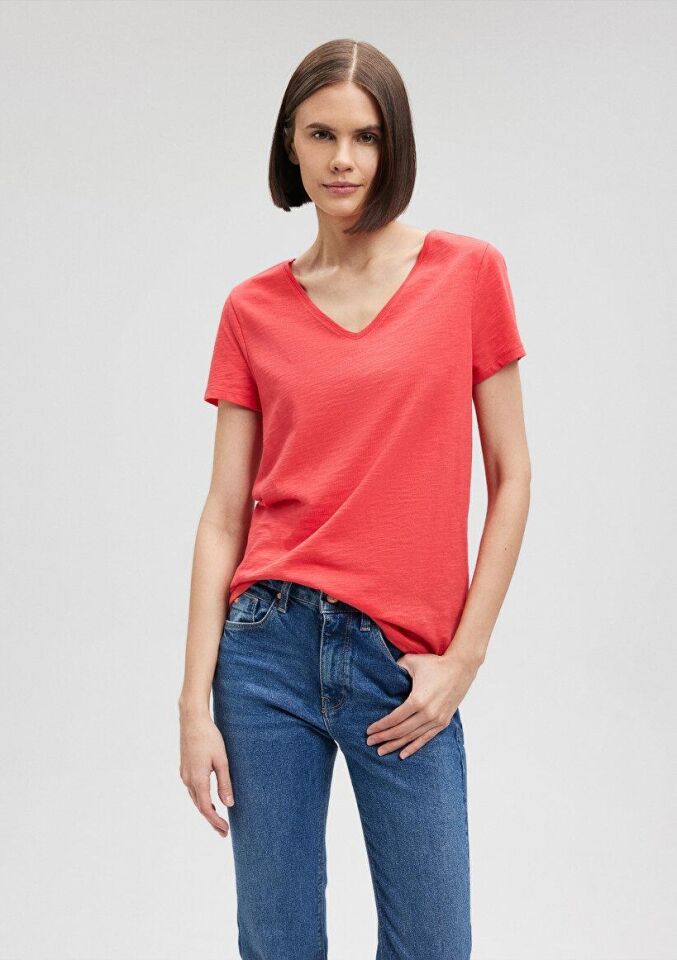 MAVİ KADIN BASIC V YAKA PENYE Nar Çiçeği 168260-71083