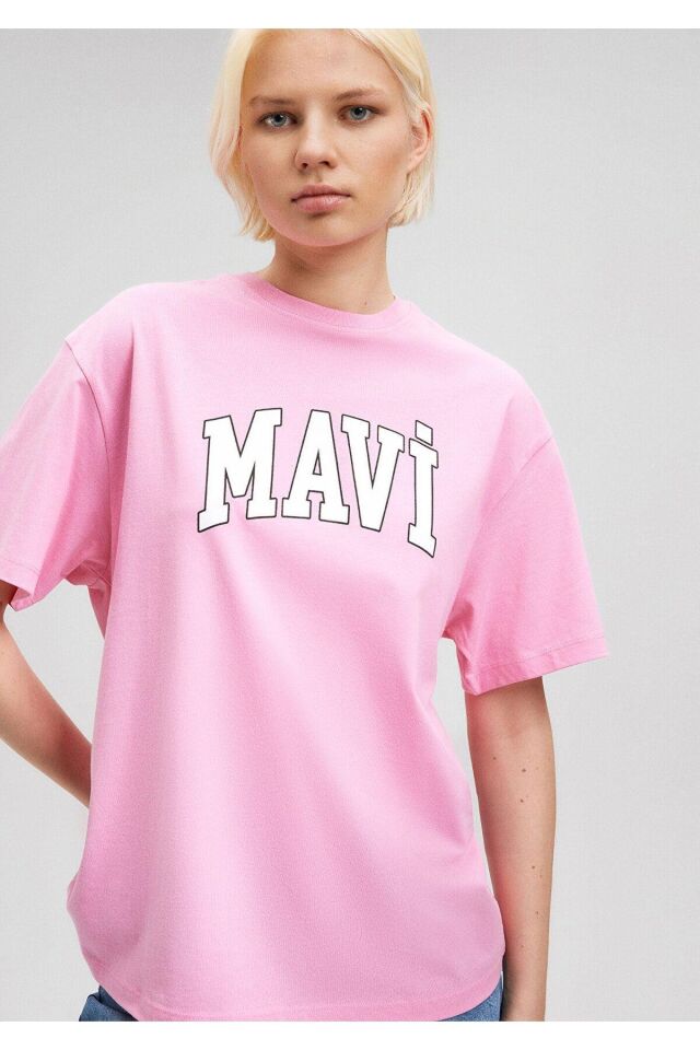 MAVİ KADIN MAVİ BASKILI TİŞÖRT Tatlı Pembe 1600843-71033 PEMBE - ONE SIZE