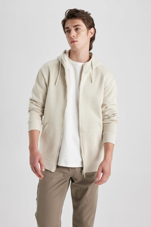 DEFACTO ERKEK REGULAR FİT KAPÜŞONLU İÇİ YUMUŞAK TÜYLÜ HIRKA X8331AZ