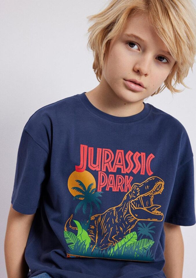 MAVİ ÇOCUK JURASSIC PARK BASKILI TİŞÖRT İndigo Mavi 6610168-70487