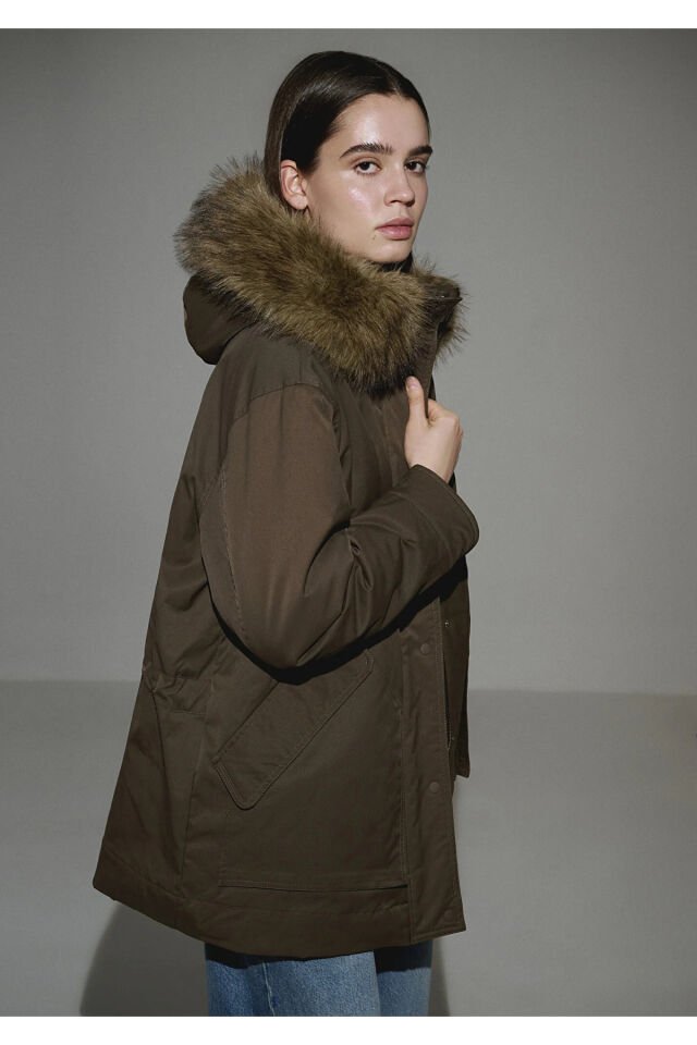 MAVİ KADIN KAPİŞONLU CEKET Tatlı Kahve 1110712-71541