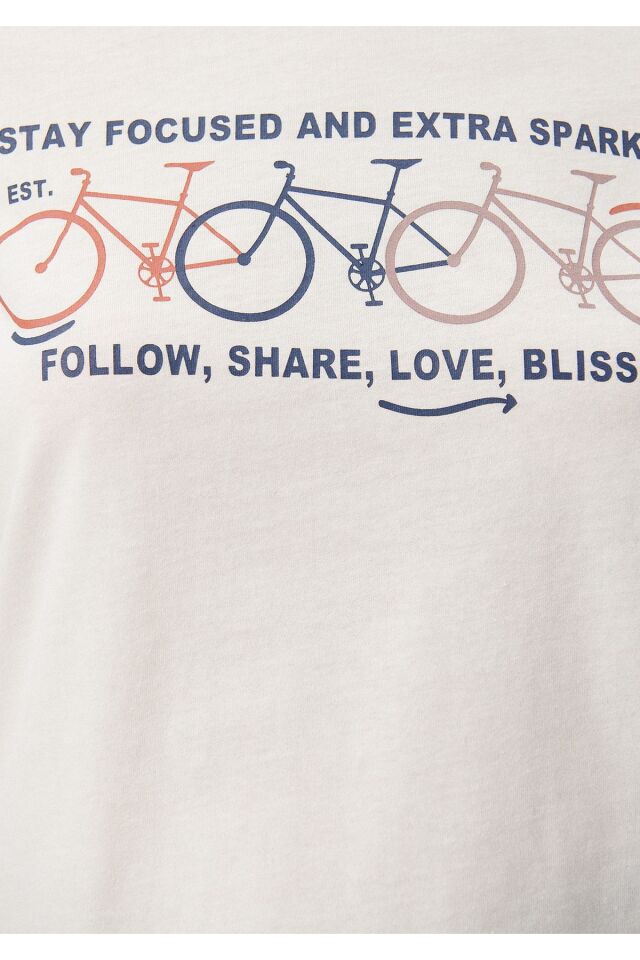 MAVİ KADIN BİSİKLET BASKILI GRAFİK TİŞÖRT Kırık Bey 1611701-70057