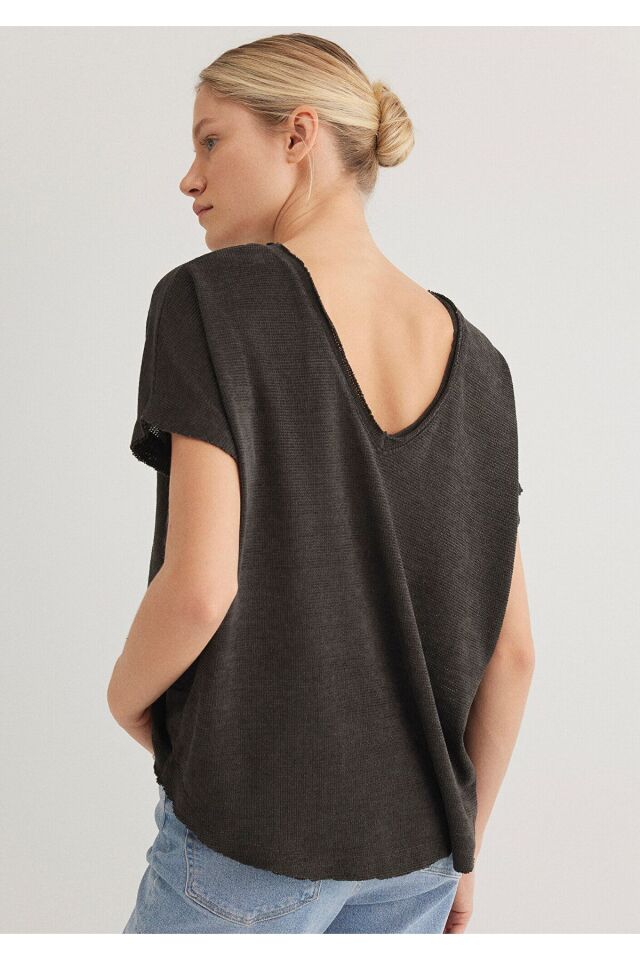 MAVİ KADIN KISA KOL PENYE Kömür 167311-70087