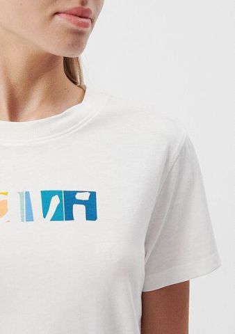 MAVİ KADIN RENKLİ MAVİ LOGO TİŞÖRT Kırık Beyaz 1611482-70057